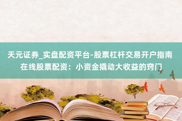 天元证券_实盘配资平台-股票杠杆交易开户指南 在线股票配资：小资金撬动大收益的窍门