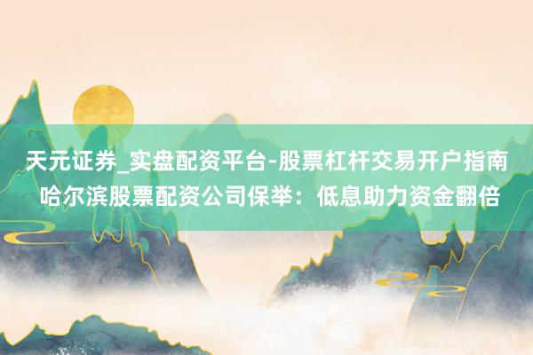 天元证券_实盘配资平台-股票杠杆交易开户指南 哈尔滨股票配资公司保举：低息助力资金翻倍