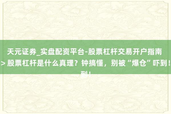 天元证券_实盘配资平台-股票杠杆交易开户指南 > 股票杠杆是什么真理？钟搞懂，别被“爆仓”吓到！