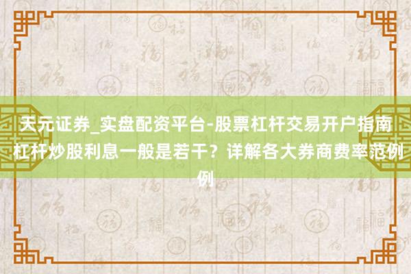 天元证券_实盘配资平台-股票杠杆交易开户指南 杠杆炒股利息一般是若干？详解各大券商费率范例